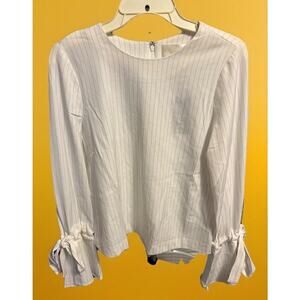 J.O.A. Medium Blouse Stripped Tie Sleeve A113